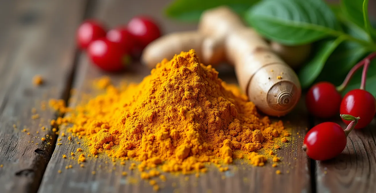 Photographie rapprochée d'épices et légumes riches en antioxydants